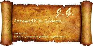 Jeremiás Gedeon névjegykártya